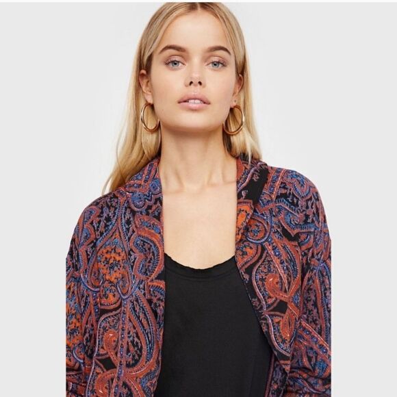 free people  half moon open front paisley duster size S - Picture 10 of 10